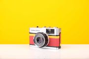 Olympus Trip 35 Vintage 35mm Film Camera in Red and Yellow Leather Skin